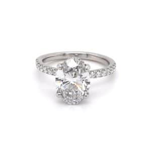 silver three stone diamond ring