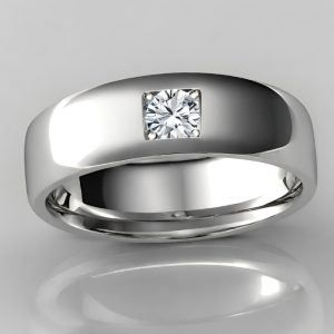 Gents single stone rubover set diamond wedding band