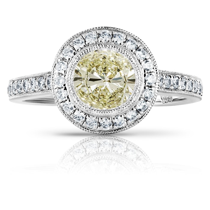 yellow diamond clara-bezel-set-rub-over-vintage-egagement-ring-top-view