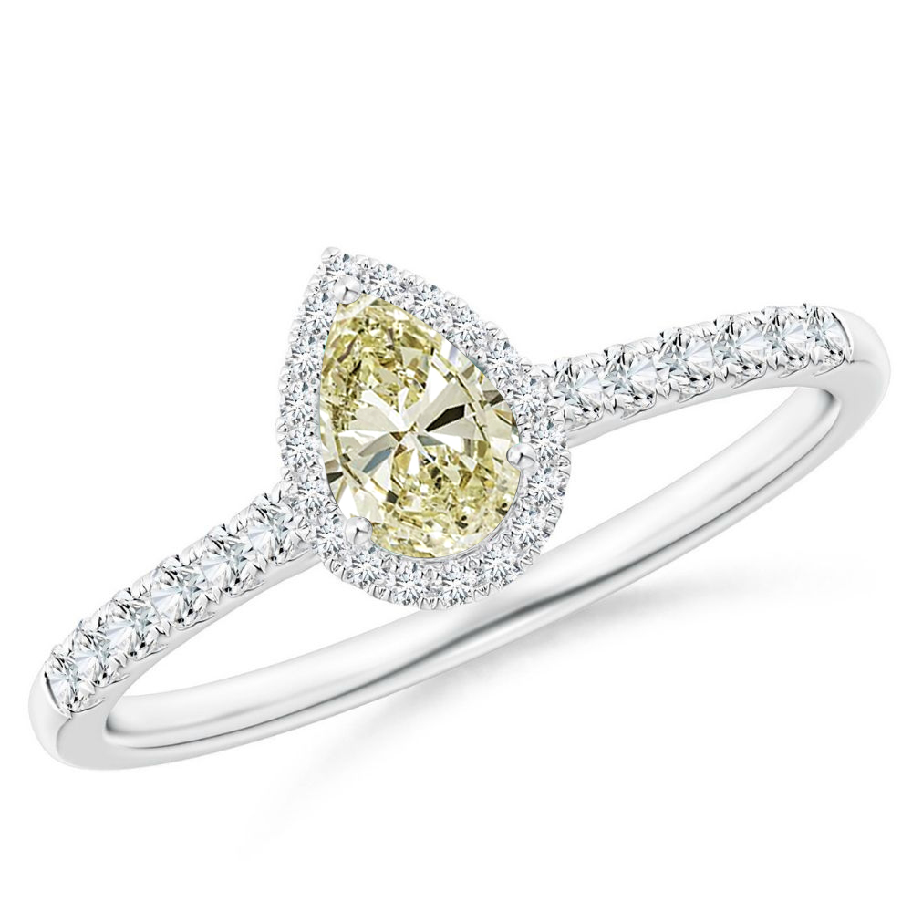 yellow diamond pear shape halo engagement ring