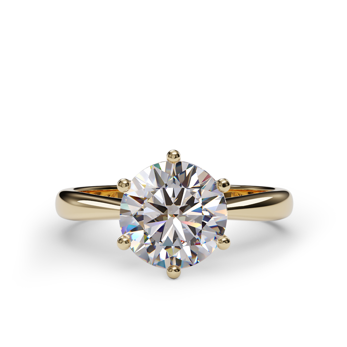 Six Claw lotus diamond set underbridge Engagement ring with slight taper towards diamond