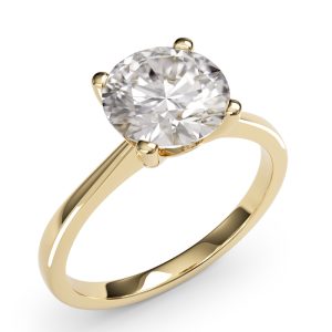 Yellow Gold four claw lotus engagement ring