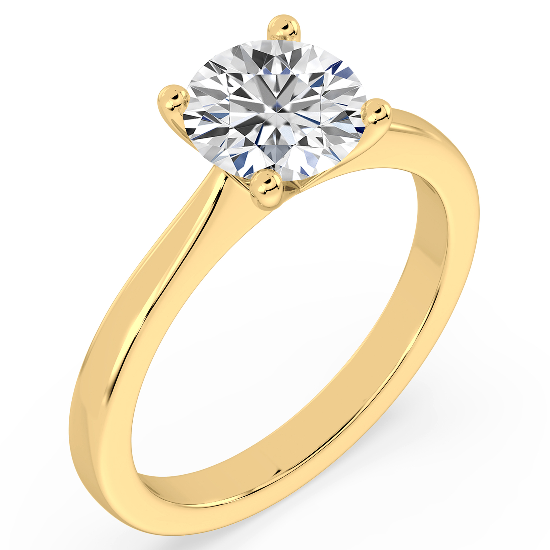 Open Setting Diamond Solitaire Engagement ring 18k yellow gold band